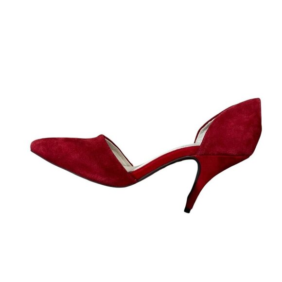 Jeffrey Campbell D'orsay High Heels Pumps Size 8 Red Suede Event Valentines Day - Picture 8 of 11
